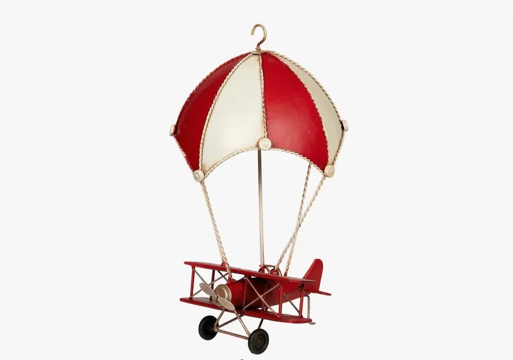 Dekorativ fallskärm med bil / flygplan i metall