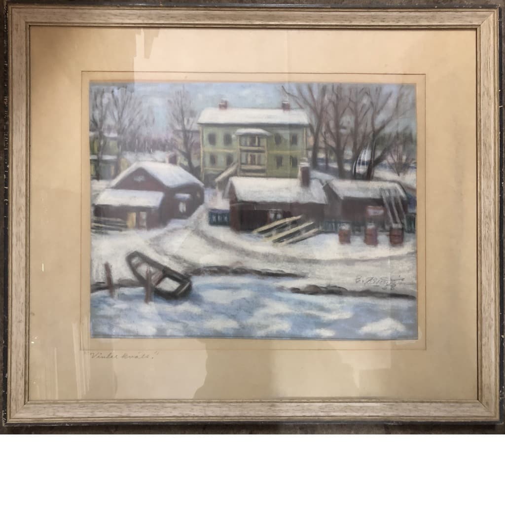 Pastell, "Vinterkväll", oidentfierad konstnär