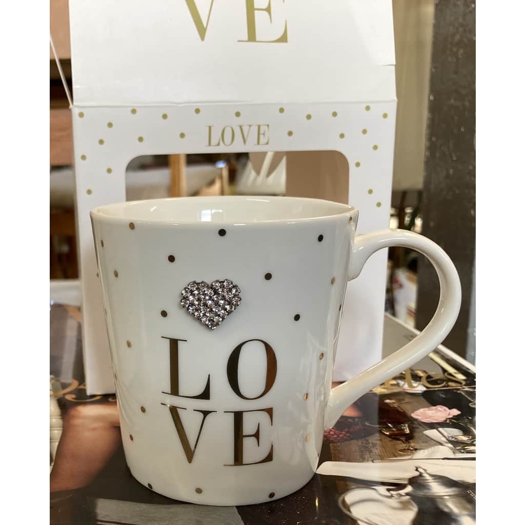 Läcker porslinsmugg "love" – begagnad keramik & porslin hos ReFurn Lidingö
