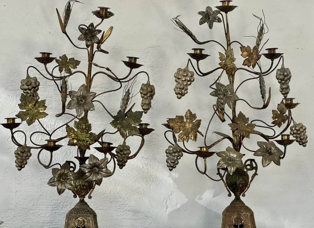 Ett par skördeljusstakar , Chandelier d’eglise1800 tal Frankrik